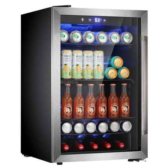YUKOOL 4.4 Cubic Feet Beverage Refrigerator - 145 Can Soda Beer or Wine Mini Refrigerator, Glass Door