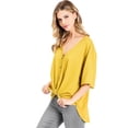 thumbnail image 3 of Wish List Womens Oversize Slouchy Short Sleeve Button Down Top (Mustard, S/M), 3 of 4