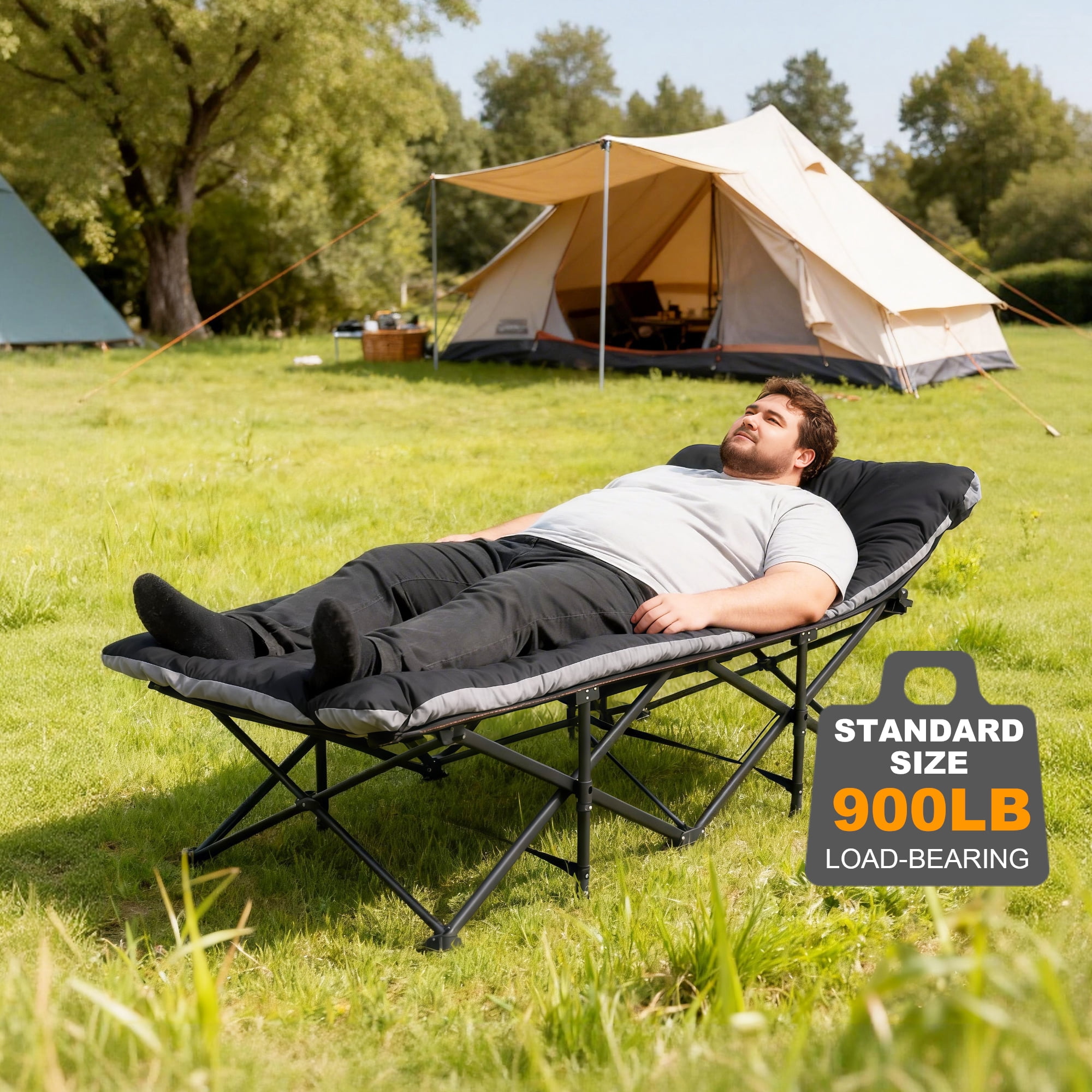 FlexWave 78" x 32" Folding Camping Cot with Mattress for Adults, 880 lb Heavy Duty Portable Guest Bed for Camping, Home & Travel