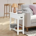 thumbnail image 2 of Giantex Narrow End Table, Slim Side Table w/Drawer, ightstand Bedside Table for Small Spaces, (2, White), 2 of 8