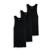 Value Packs of Men's Big And Tall Black & White Ribbed 100% Cotton Tank Top A Shirts Undershirt (3XL, Black, 3 Pack)
