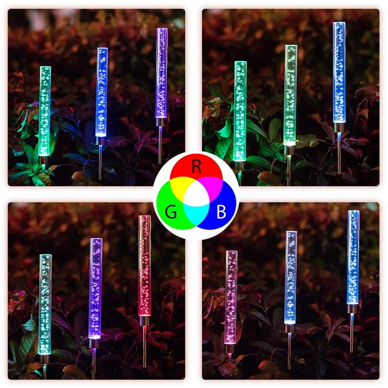 2pcs garden solar lights outdoor solar on sale acrylic bubble rgb color changing solar