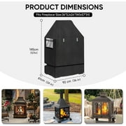 Outdoor Fireplace Cover - Waterproof 600D Oxford Fabric, 36 x 24 x 57 Inch Black for Square Chiminea Fireplaces