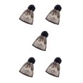 thumbnail image 1 of Jumpingount Invierno Metálico Bling Gorros de punto Gorros térmicos Pompom Ball Skullies Hairball Accesorios de esquí Regalos dorados Oro 5piezas, 1 of 6