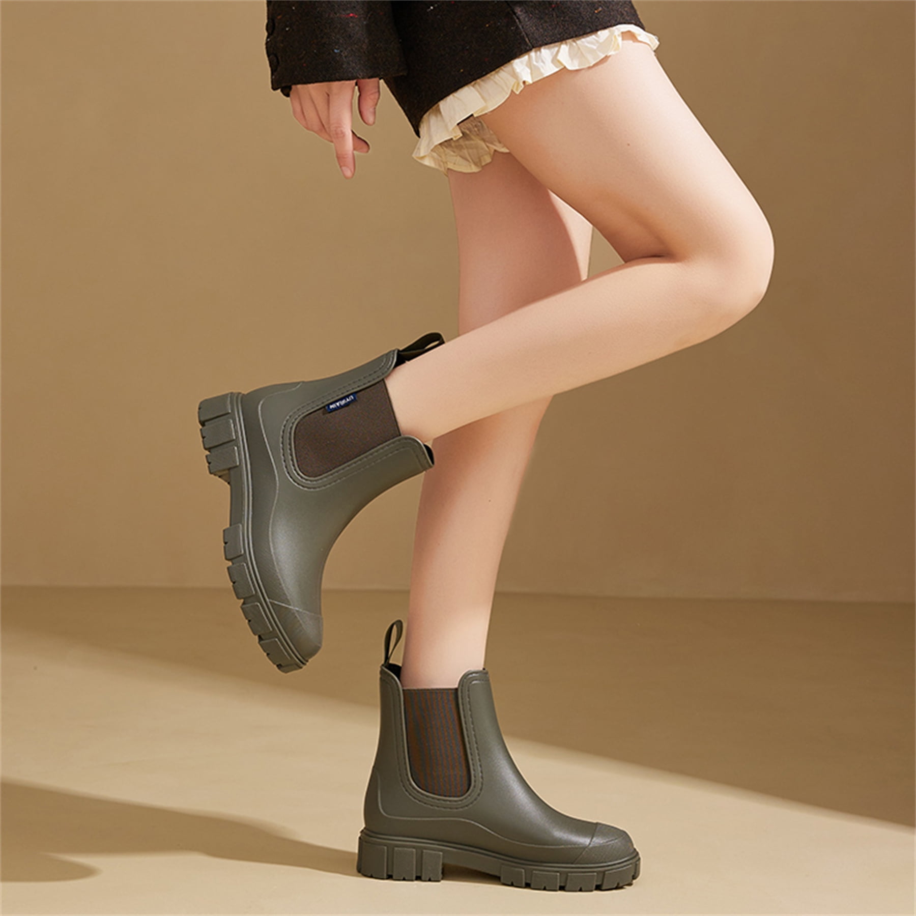 YOURDIARY Women’s Waterproof Chelsea Boots Slip-On Rain Ankle Boots