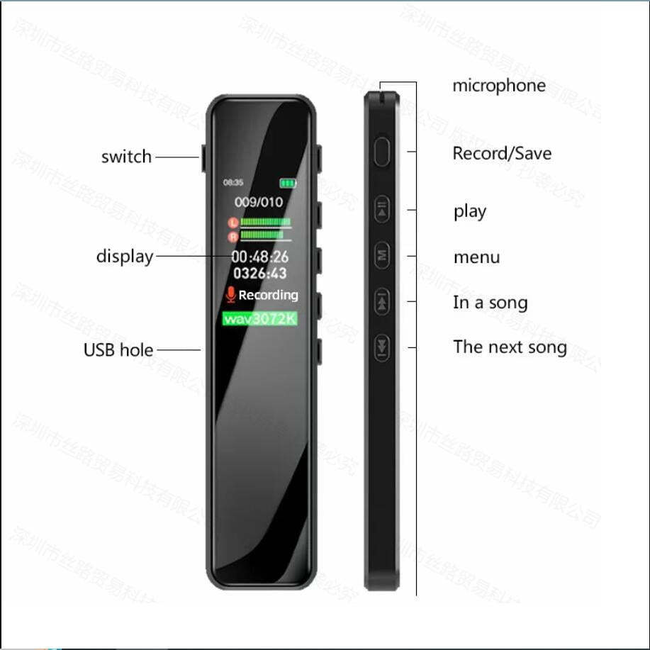 GL-82 Professional Mini Digital Voice Recorder Activated MP3 Stereo Audio Ultrathin Portable 3072Kbps with Timing Dictaphone Function