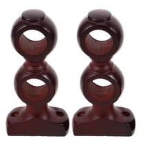 HOOWIFFY Set of 2 Double Wooden Curtain Rod Brackets, Wall Mounted Drapery Holders with Brown Finish for Home Decor