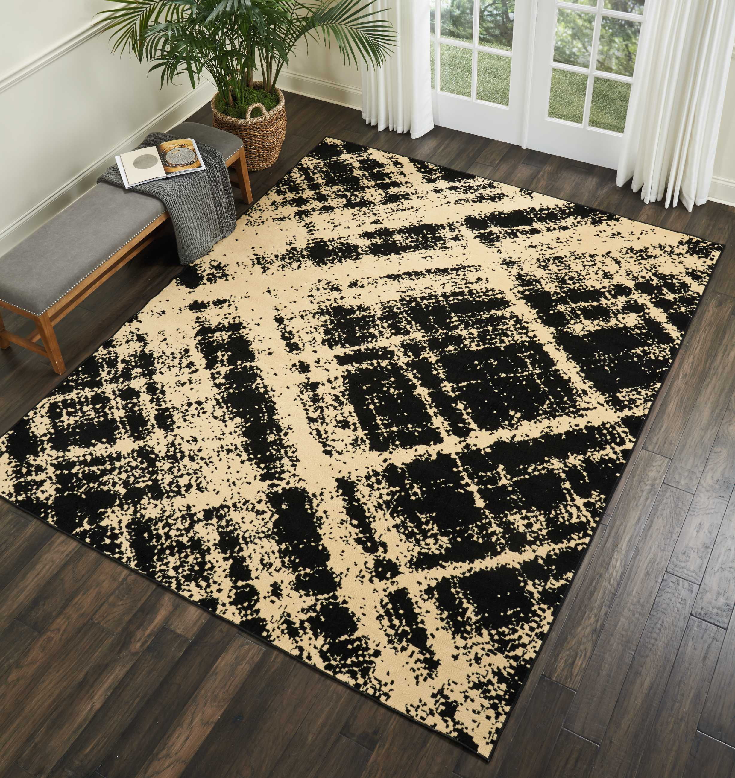Nourison Grafix Plaid Cream/Black Area Rug
