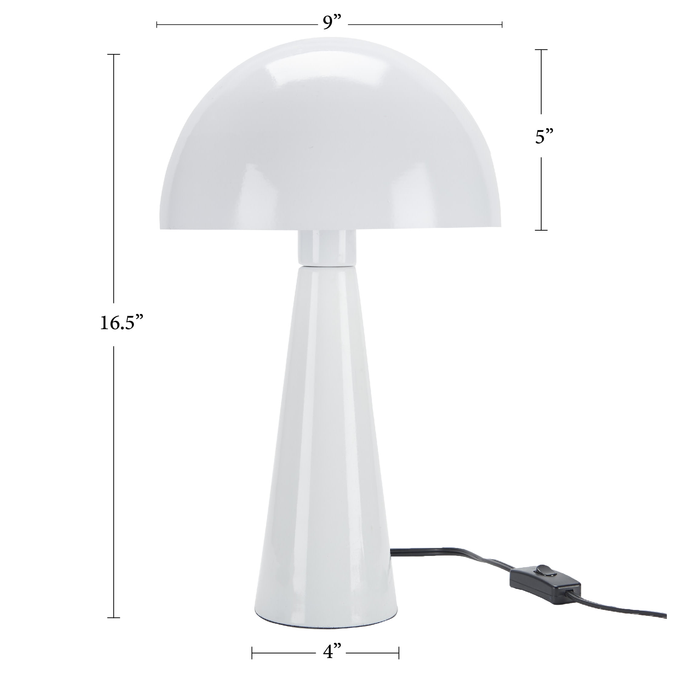 Nourison 16" Metal Mushroom Accent Table Lamp, Modern, Mid-Century, Retro, Transitional for Bedroom, Living Room, Dining Room, Office, Dorm Room, Coffee Table, White