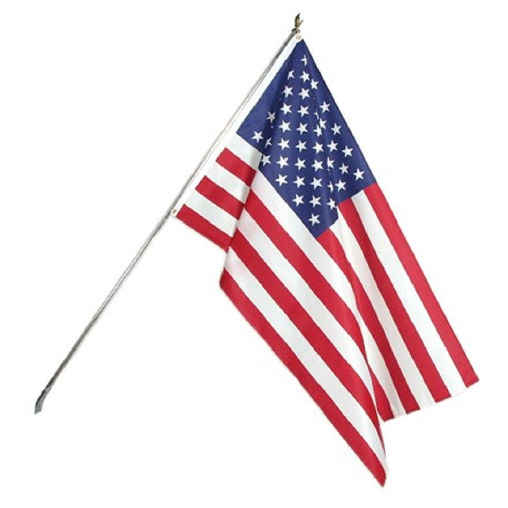 Made In The USA Flag 3X5 FT American Outdoor Pole Kit Steel Flagpole US Brackets 