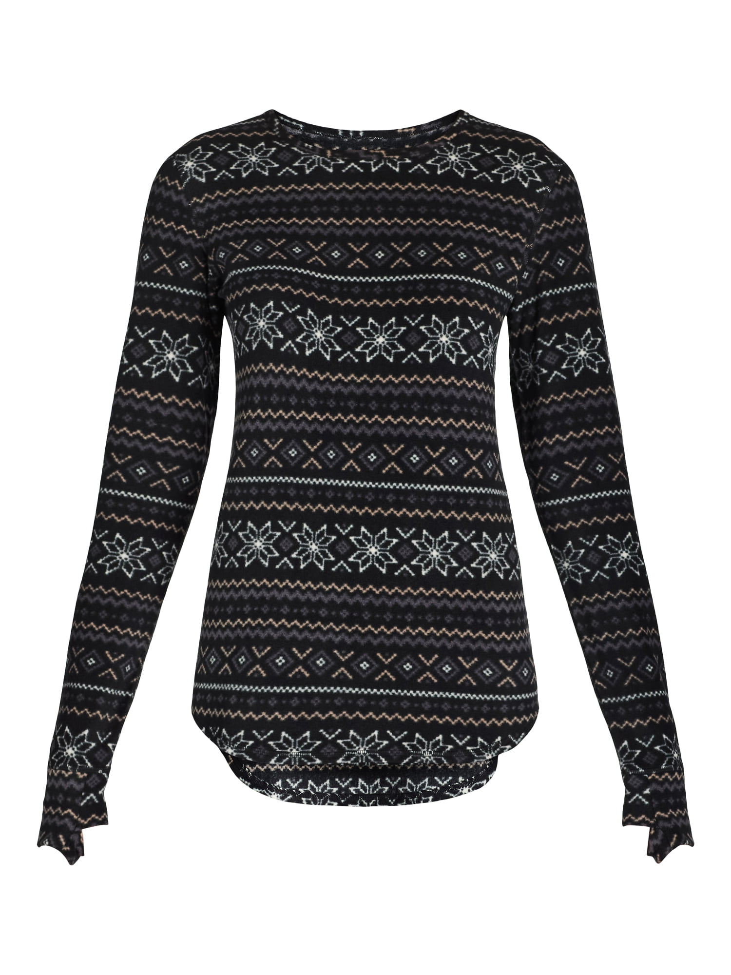 ClimateRight by Cuddl Duds Women's Warm Stretch Fleece Long Sleeve Crew Neck Thermal Base Layer Top, Sizes XS to 4X