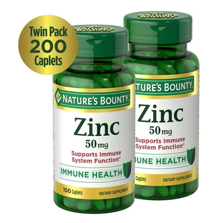 (2 pack) (2 pack) Nature's Bounty Zinc Caplets, 50 Mg, 100 Ct