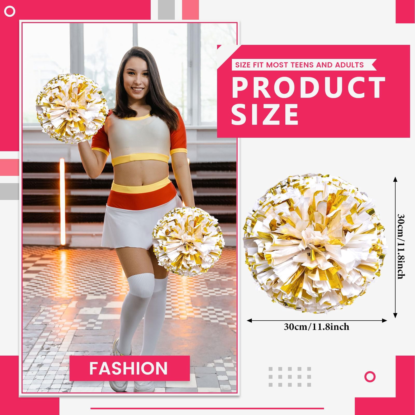 10 Pcs Cheerleading poms,pom poms Cheerleading with Finger Holes Cheer Pom Pomsfor Dance, Matches, Team Spirit Sports