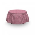 thumbnail image 3 of Floral Ottoman Cover, Thin Lines Peonies Graphic, 2 Piece Slipcover Set with Ruffle Skirt for Square Round Cube Footstool Decorative Home Accent, Standard Size, Pastel Pink and White, by Ambesonne, 3 of 5