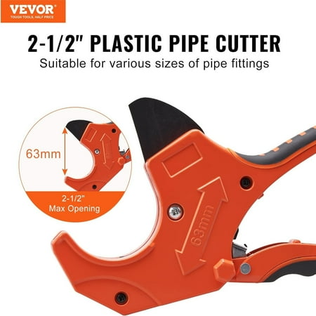 

Pipe Cutter Up to 2-1/2” O.D. Ratchet Pipe Cutter Heavy Duty Professional Tube Cutting Tool with SK5 Steel Blade & Ergonomic Handle Uses for PVC CPVC PP-R PEX PE Rubber Hose