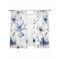 thumbnail image 2 of Blue Grey Spring Floral Semi Sheer Curtains 63 Inch Length 2 Panels Set, Summer Flowers Botanical Sheer Kitchen Curtain Privacy Voile Window Curtain for Living Room Bedroom Rod Pocket Drapes, 2 of 7