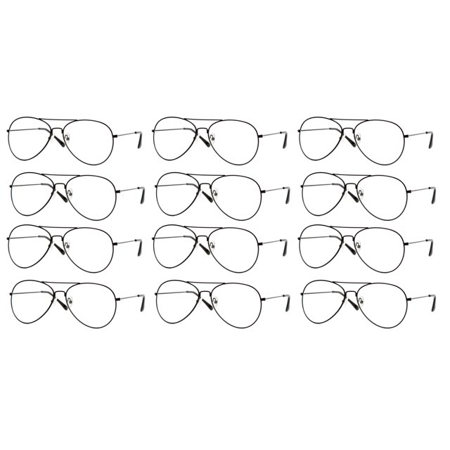 Gravity Shades Clear Lens Aviator Sunglass, Negro 12 Pack Gravity Shades Gafas
