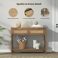 thumbnail image 6 of SICOTAS 39.4 Inch Wide Rattan Console Table with 2 Drawers & Shelf, Boho Entryway table with Large Storage Capacity for Entrance Way, Hallway, Living Room - Natural Oak, 6 of 8