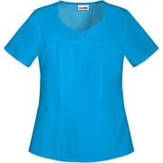 Women's Fashion Essentials Mock Wrap Scrub Top with Back Elastic