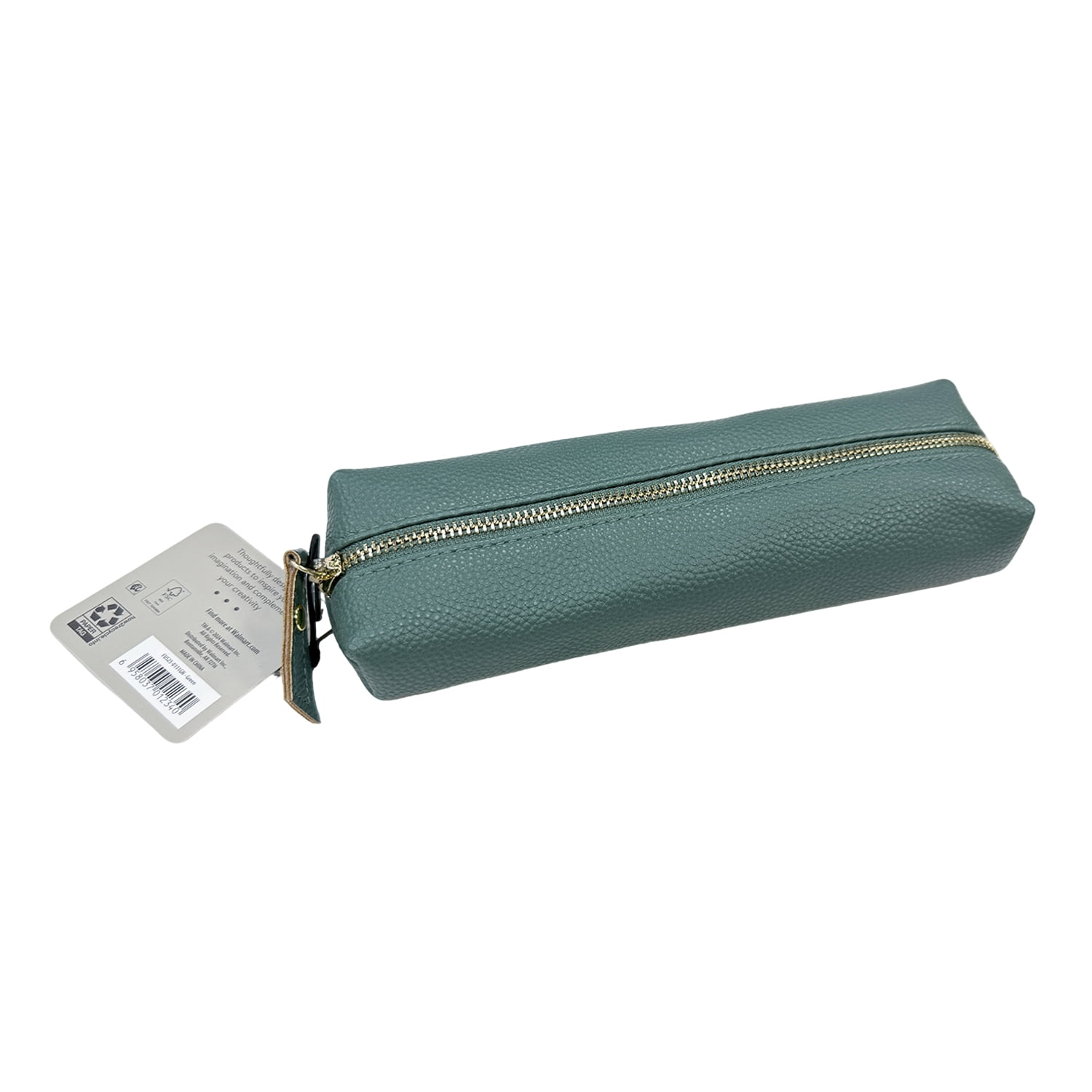 Pen+Gear Slim Teal Green PU Pencil Pouch with Zipper