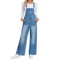 thumbnail image 2 of Adjustable Strap Sleeveless Women Loose Denim Overall Wide Leg Jumpsuit, 2 of 6