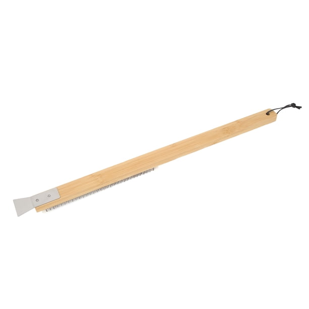 Cepillo Para Parrilla De Barbacoa, De Bambú Inoxidable, Cepillo Para Horno De Pizza, Reutilizable Con Raspador Para Panadería