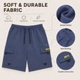 thumbnail image 4 of Men’s Cargo Shorts, 100% Polyester Elastic Waist Drawstring Shorts with Multi Pockets, Loose Fit Knee Length Casual Shorts for Summer Travel Outdoor Wear, 4 of 7