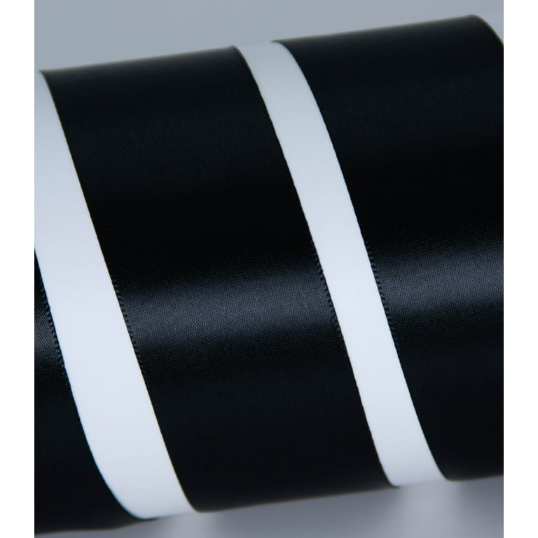 Black And White Ribbon  Polyester Single Face Satin Ribbon