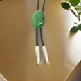 thumbnail image 6 of Gieenan Cats Eye Green Stone Western Bolo Tie Artificial Rope Necktie Necklace Shirt Collar Chain Jewelry Neckwear, 6 of 9
