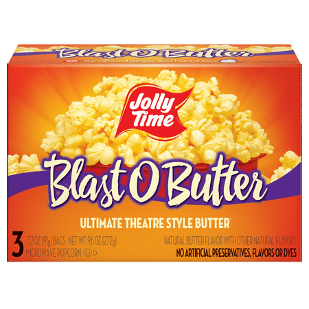 Jolly Time Blast O Butter Ultimate Theatre Style Butter Microwave Popcorn 9.6 oz, 3 Ct. Gluten-Free
