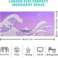 thumbnail image 2 of Purple Japanese Sea Wave Gaming Mouse Pad Large Mouse Pad for Keyboard and Mousepad Desk Mat with 3mm Non-Slip Base and Stitched Edge for Gaming and Office Computer Mat Protector Mat 31.5x11.8 Inch, 2 of 6