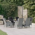 thumbnail image 1 of vidaXL 7 Piece Garden Dining Set Light Grey Poly Rattan, 1 of 5
