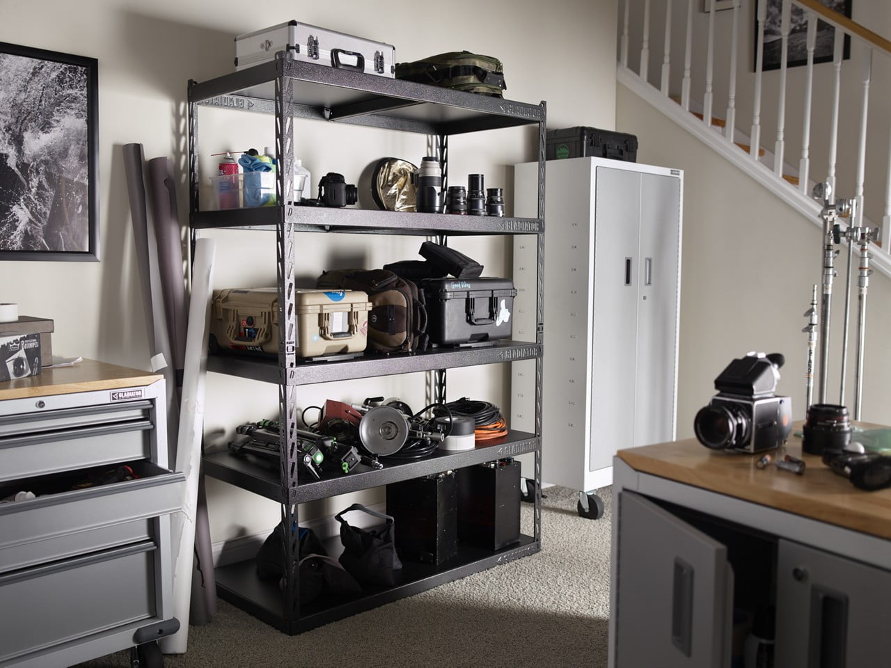 GLADIATOR 48" WIDE EZ CONNECT RACK WITH FIVE 24" DEEP SHELVES