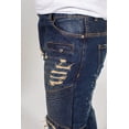 thumbnail image 5 of Men's Ripped Slim Fit Stretch Biker Jeans – Distressed Skinny & Straight Leg Fashion Pants Indigo Blue 32X30, 5 of 5