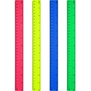 GJX  4 Packs Straight Rulers Rule Measuring Tool for Student School Office (12 Inch, Colorful)
