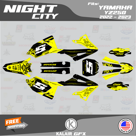 Kalair GFX Graphics Kit for Yamaha YZ250 (2022-2023) Nightcity Series