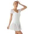 thumbnail image 3 of Aislor Women's Short Sleeve Backless Skirted Leotards Ballet Dance Dress Gymnastics Dancewear White S, 3 of 7