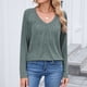 thumbnail image 3 of Ailaofu Women Tops Long Sleeve Shirts V Neck Loose Fit Soft Casual Solid Color T-Shirts Fall Clothing, 3 of 6