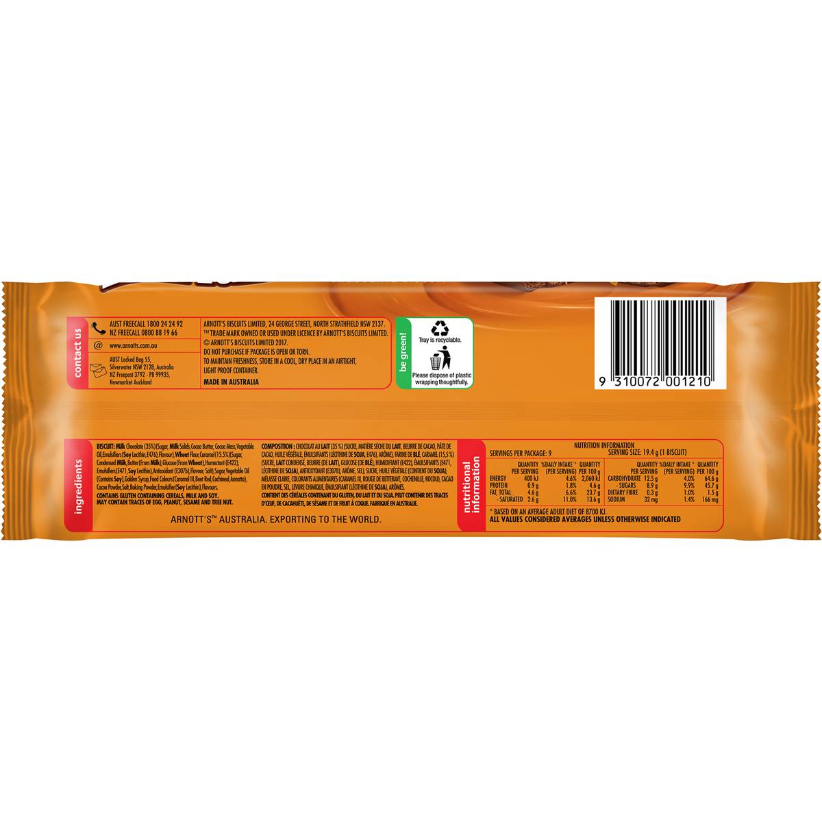 Arnott's Tim Tam Chocolate Biscuits, 175 Grams/6.2 Ounces, Chewy Caramel - image 3 of 6