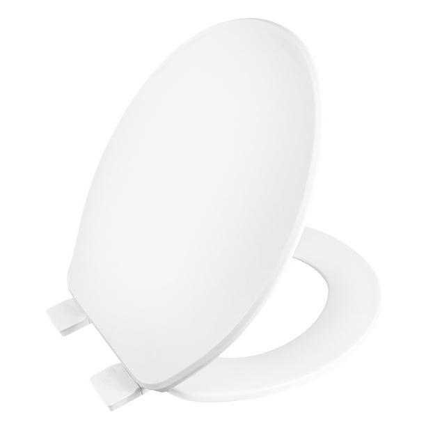 Clorox Antimicrobial Round Plastic Toilet Seat with Easyoff Hinges