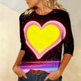 thumbnail image 4 of BLVB Womens 3/4 Sleeve Crew Neck T-Shirts Valentina's Day Spring Shirts Love Heart Printed Graphic Tees Tops Gifts, 4 of 6