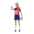 thumbnail image 6 of Barbie Soccer Doll, Blonde Ponytail, #9 Uniform, Soccer Ball, Cleats, Socks, 3 & Up, 6 of 9