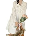 thumbnail image 3 of Slatcetga Women Dress One Piece Pure Color Casual Fit Comfortable Skirt Long Sleeves for Summer Travel Light Apricot M, 3 of 8