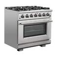 thumbnail image 3 of FORNO Capriasca 48-inch Freestanding Gas Range All Stainless Steel, 8 Brass Burners 160,000 BTU, Wok Support & Griddle, 6.58 cu.ft. Double Ovens with Rotisserie, 3 of 11