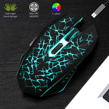 TSV Rechargeable Wireless Gaming Mouse, USB Computer Mouse, 2.4G LED Color Changing Optical Silent, Ergonomics Grip, 4 Adjustable