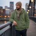 thumbnail image 6 of Resicozy Mens Zip Up Hoodies Long Sleeve Solid Color Hooded Sweatshirts Casual Fall Winter Track Jackets Army Green 2XL, 6 of 7