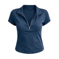 thumbnail image 5 of Babysbule Women Zip Mock Neck Set-In Short Sleeve Pullover Regular Fit Casual Tee for Spring Summer Sport Daily Vacation Outfits, 5 of 7