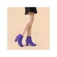 thumbnail image 4 of BLISSFUL STEP Women's Side Zipper Block Heel Ankle Boots Purple 7, 4 of 8