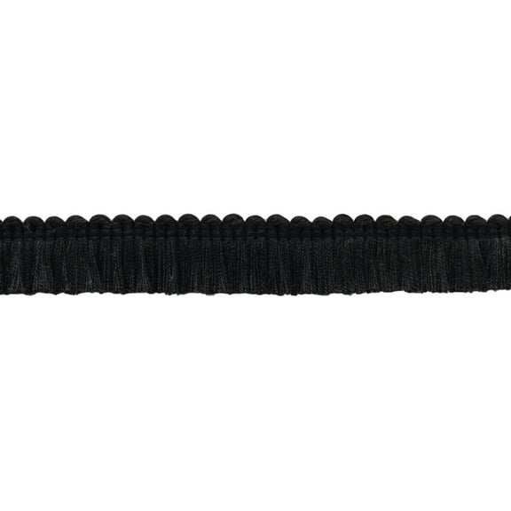 1" (2.5cm) Solid Cotton Brush Fringe Trim # 0100SB,, Pure Black #K9 (Jet Black) Sold By The Yard (36"/3 ft/0.9m)