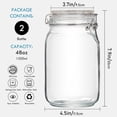 thumbnail image 3 of 48oz Food Storage Canister Glass Jars with Clamp Airtight Lids and Silicone Gaskets for Multi-Purpose Kitchen Containers - Clear Square (2 Pack), 3 of 7